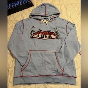 Sam & Colby XPLR blue flame skeleton hoodie